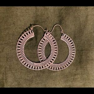 Silver handmade large hoop earrings